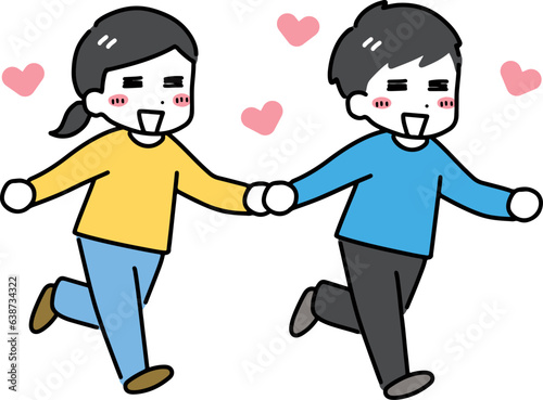 デートをしているラブラブな若い男女(全身)