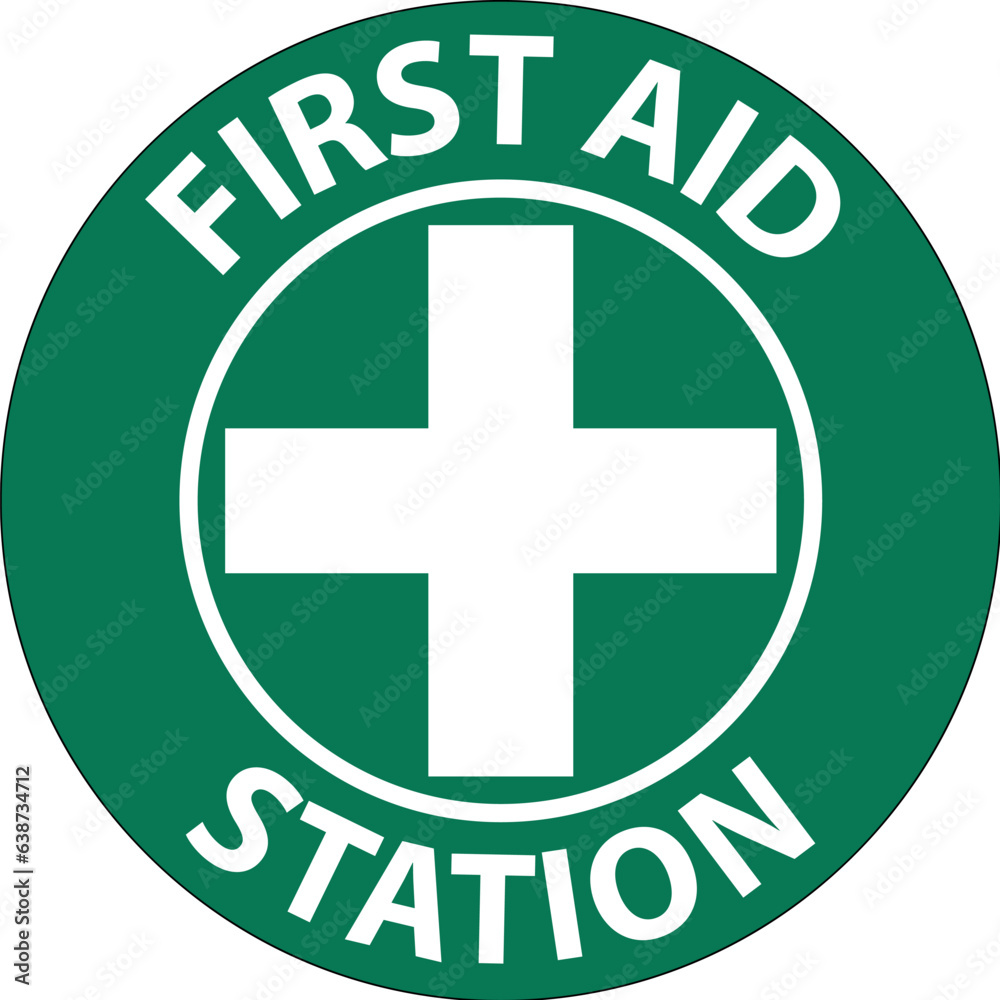 Obraz premium Floor Sign, First Aid Station