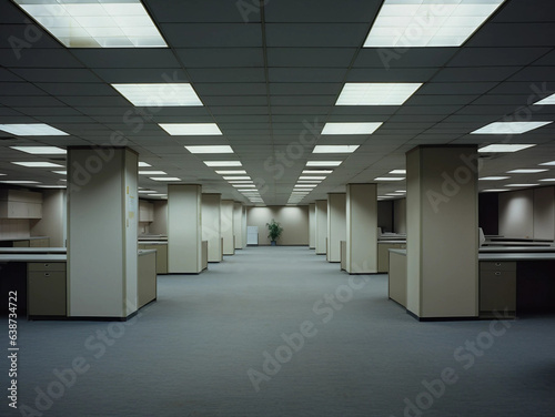 A Seventies or Eighties Style Office Interior With Cubicles