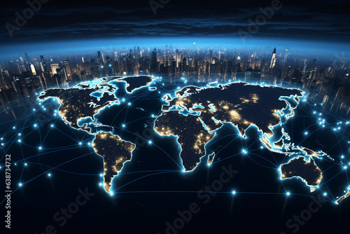world map with space for text,high technology business background concept