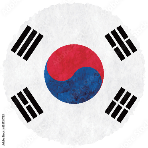 韓国　国旗　水彩　円　アイコン