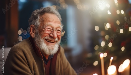 a happy old man in the living room