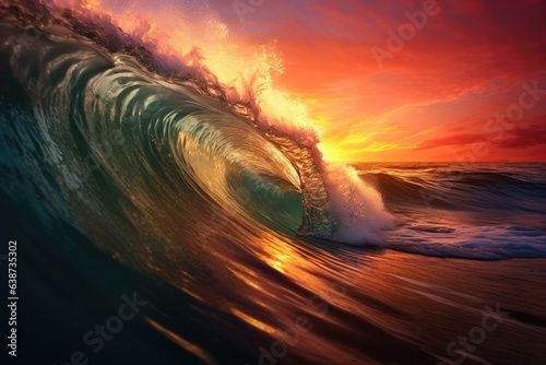 wave sunset on the beach © Dinaaf
