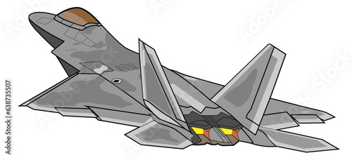 F-22 Raptor Take Off Editable Vector Illustration - For Poster, Banner and Patch Design