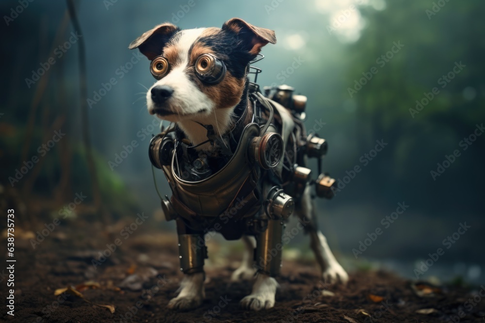 Cute dog wearing like inventor