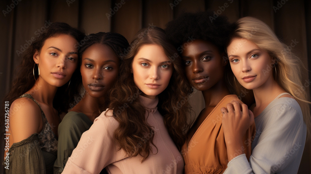 Obraz premium Photo of young attractive diverse women