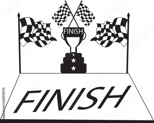 Tropy finish flag checkered flags vector with flat design