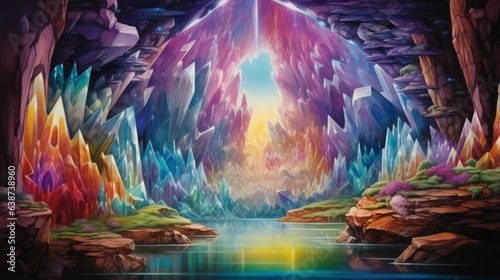 Crystal cavern reflecting rainbows from hidden gems   generative ai © ArtisanSamurai