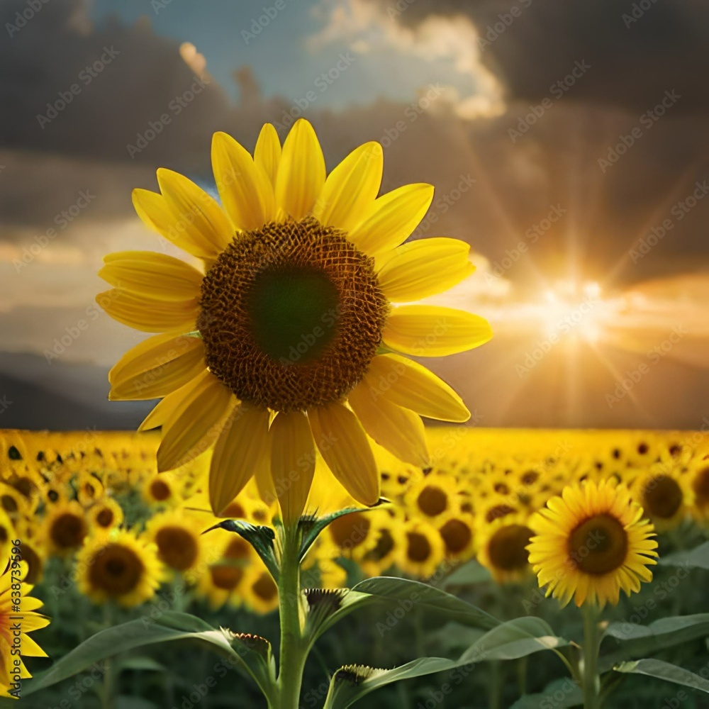 Obraz premium sunflower on the field generative AI tools