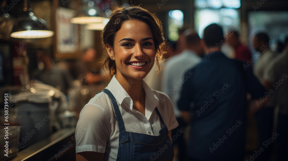 Obraz premium young attractive waitress