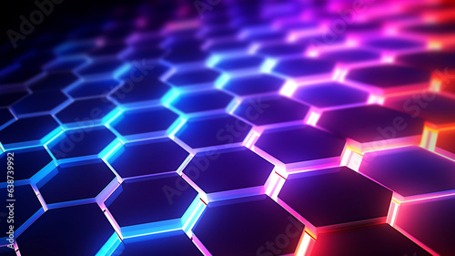 Abstract 3d render,  geometric hexagon composition, background design. AI Generative