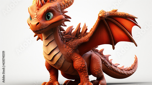 Сute dragon clipart 3d render, isolated, ai technology