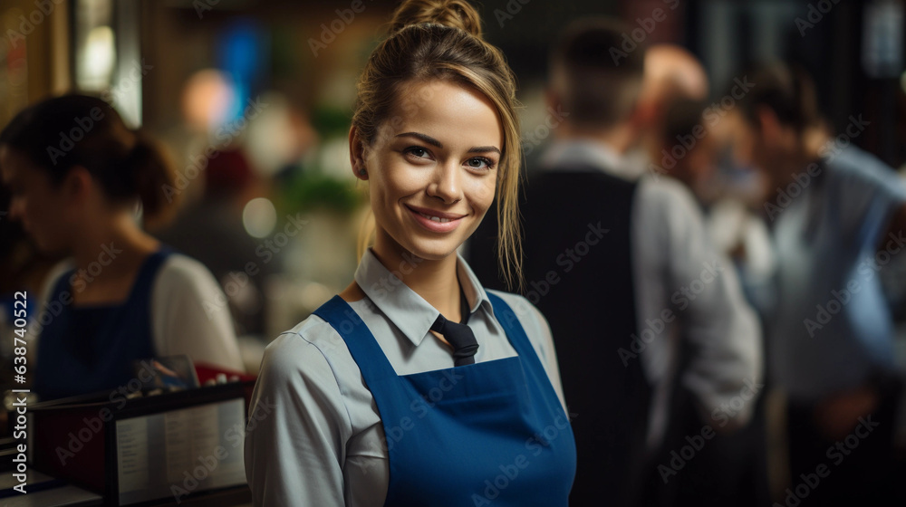 Fototapeta premium young attractive waitress