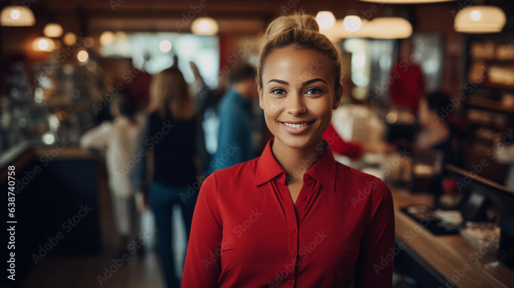 Fototapeta premium young attractive waitress