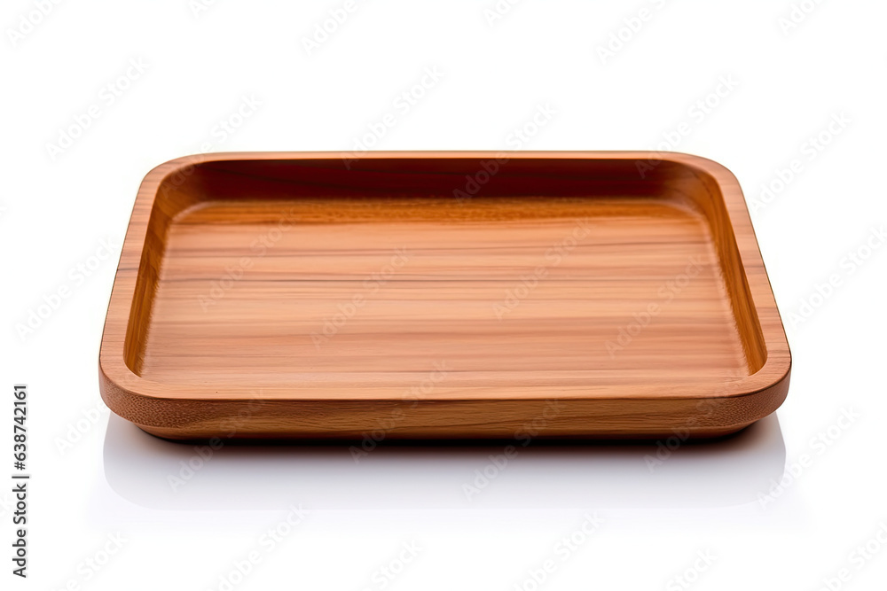 Square Wooden Tray Isolated on White Square Wooden Tray Isolated on White