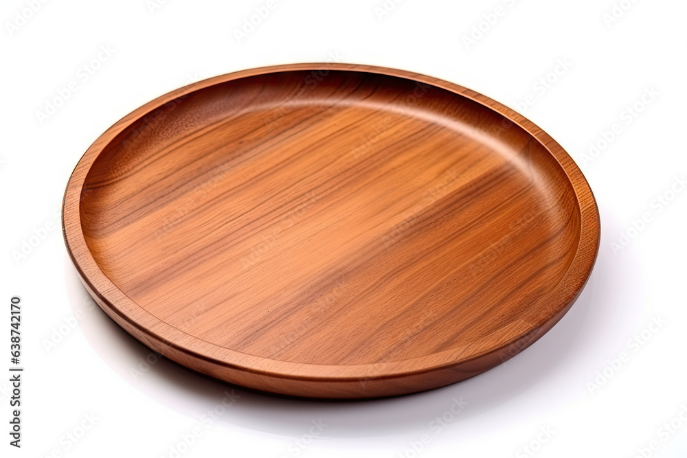 Round Wooden Tray Isolated on White Round Wooden Tray Isolated on White