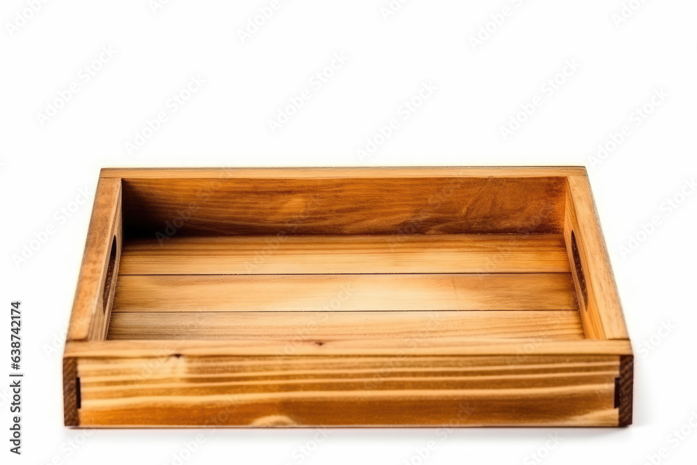 Square Wooden Tray Isolated on White Square Wooden Tray Isolated on White