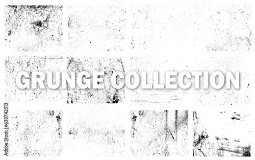 Set of grunge overlay textures. Distress textures for your design. Grunge background. Vector.