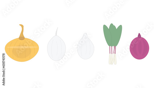 collection of onions. white background