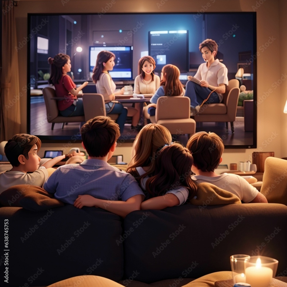 family watching tv together generate by Artificial Intelligence
