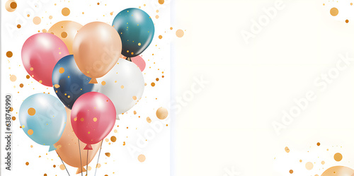 Colorful party balloons watercolor illustration isolated on white background