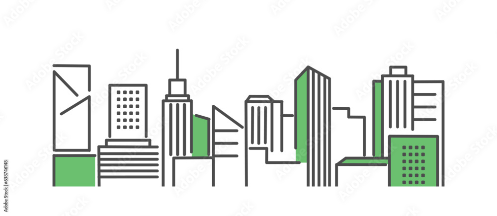高層ビルが建ち並ぶ都市風景のイメージイラスト素材