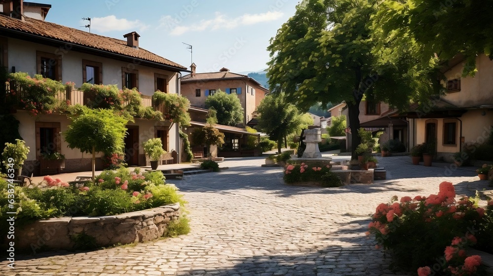 Obraz premium Timeless square in a picturesque European village