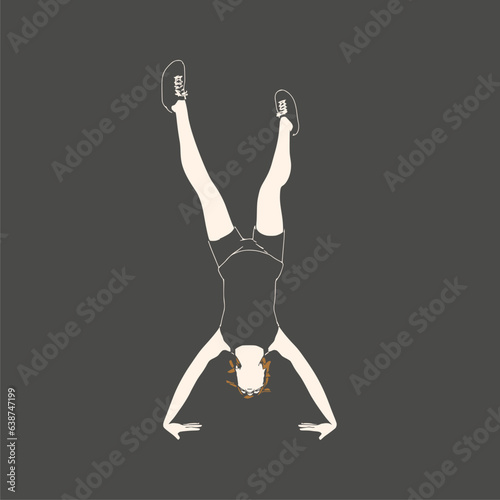 Young female workout. Sport girl doing fitness exercise. Casual sportwear - t-shirt, breeches and sneakers. Young woman wearing workout clothes. Sport fashion girl outline in urban casual style.