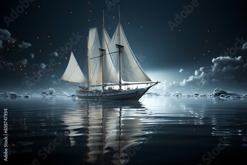 Elegant White Sailboat on a Voyage  Nautical Beauty