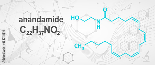 Anandamide endogenous cannabinoid neurotransmitter molecule. Skeletal formula.