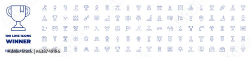 100 icons Winner collection. Thin line icon. Editable stroke.