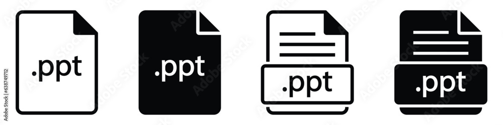 PPT file format icon. Power point file icon, vector illustration PPT file format icon. Power point file icon, vector illustration