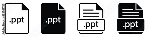 PPT file format icon. Power point file icon, vector illustration