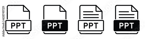 PPT file format icon. Power point file icon, vector illustration