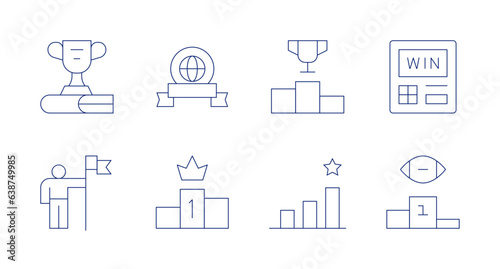 Winner icons. editable stroke. Containing award, medal, podium, vending machine, conquest, success, winner.