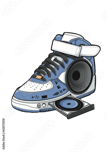sneaker bluetooth, blue collar
