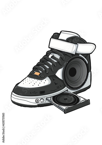 sneaker bluetooth, black and white collar

