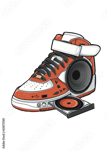 sneaker bluetooth, orange collar

