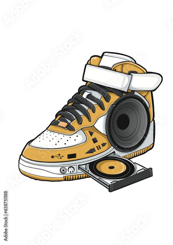 sneaker bluetooth, yellow collar
