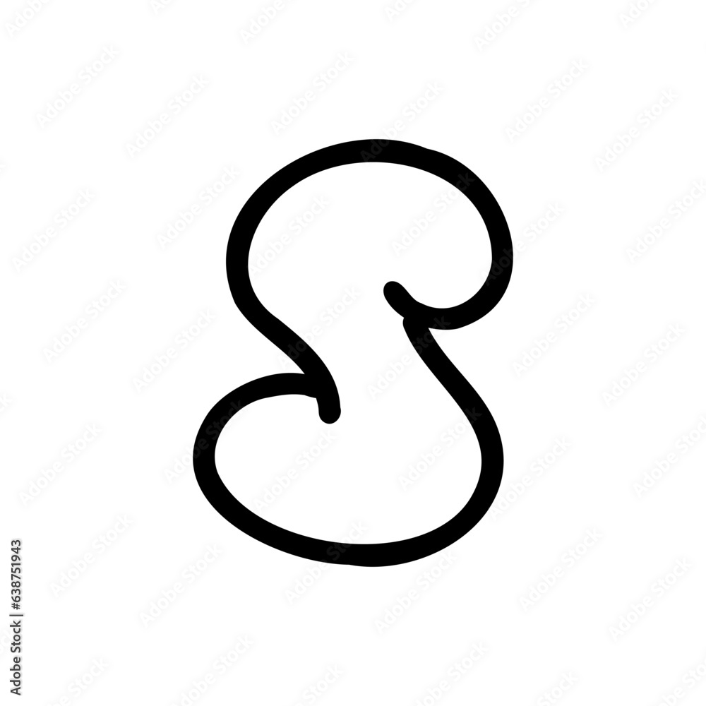 Outline S letter of latin english font in outline bubble style isolated on white background. For branding, font, logo, abc, presentation, alphabet, signboard, lettering, education. Outline S letter of latin english font in outline bubble style isolated on white background. For branding, font, logo, abc, presentation, alphabet, signboard, lettering, education.