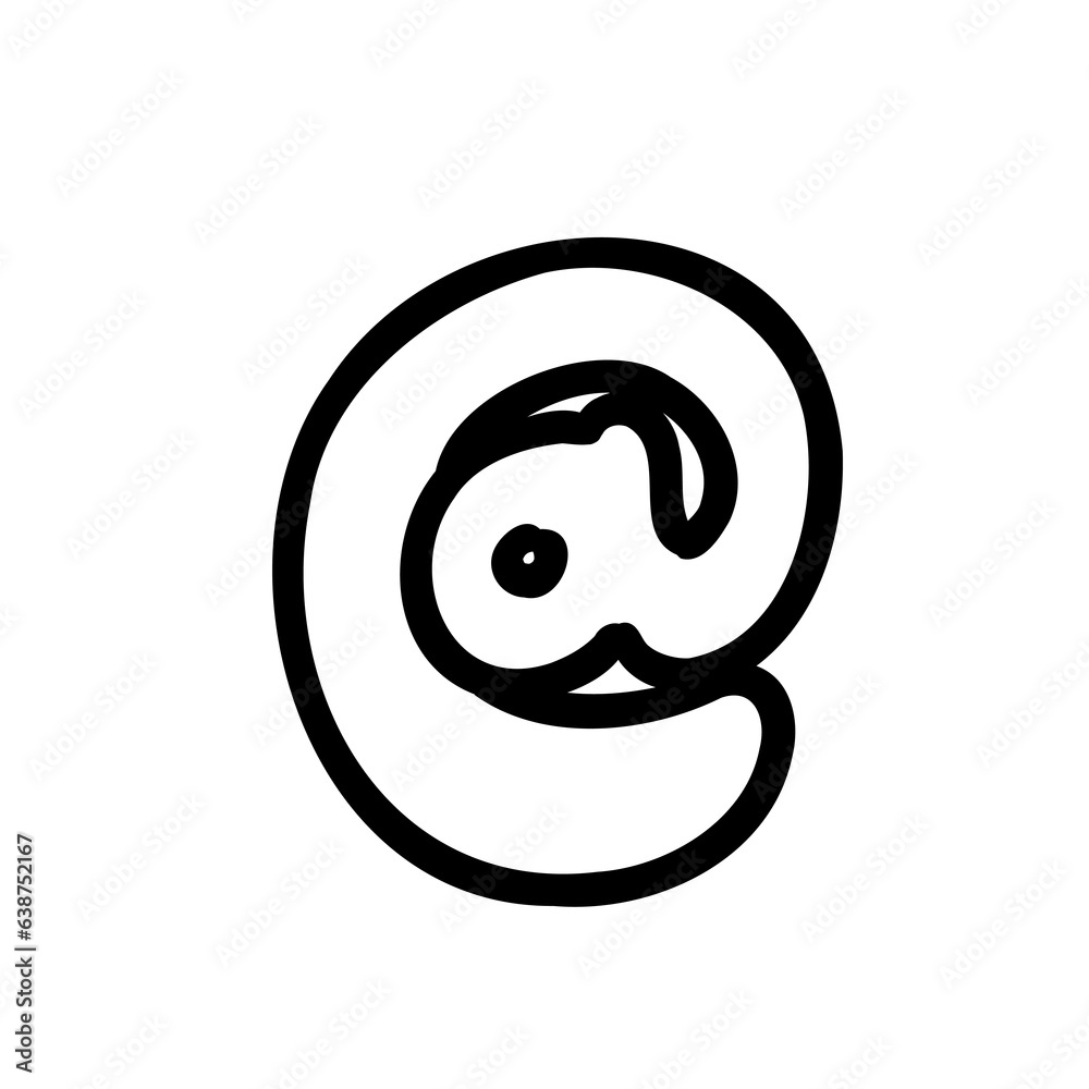 Symbol At outline font in outline bubble style isolated on white background. For branding, font, logo, abc, presentation, alphabet, signboard, lettering, education. Symbol At outline font in outline bubble style isolated on white background. For branding, font, logo, abc, presentation, alphabet, signboard, lettering, education.