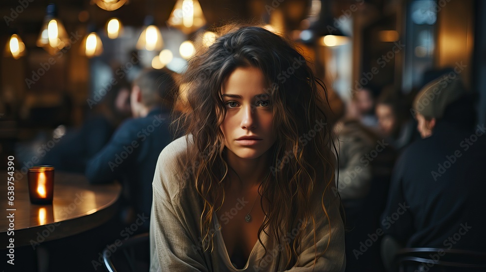 Femme blanche triste, anxieuse et déprimée lors d'une réunion d'un groupe de soutien pour les problèmes de santé mentale et d'addiction dans un espace communautaire anonyme. Femme blanche triste, anxieuse et déprimée lors d'une réunion d'un groupe de soutien pour les problèmes de santé mentale et d'addiction dans un espace communautaire anonyme.