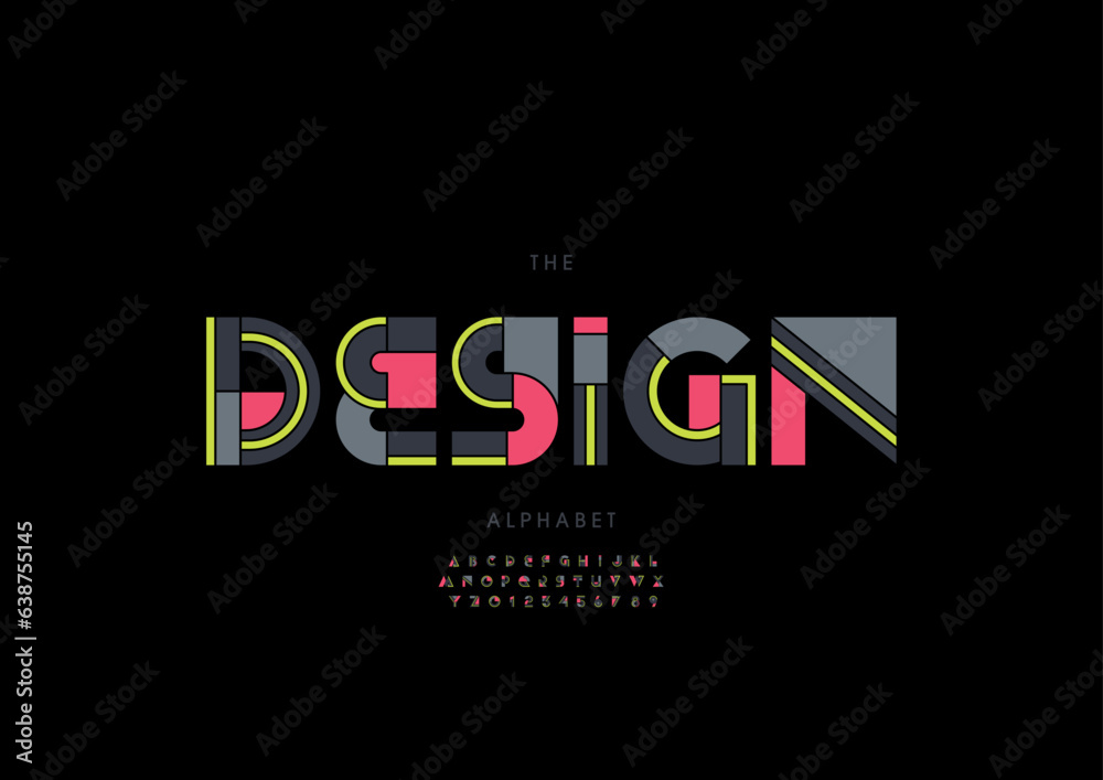 Fototapeta premium Vector of stylized modern font and alphabet