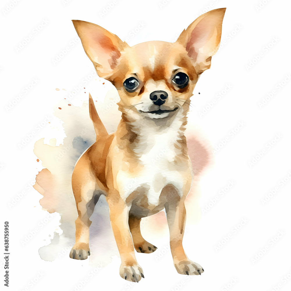 Dog illustration isolated on white background in watercolor style
