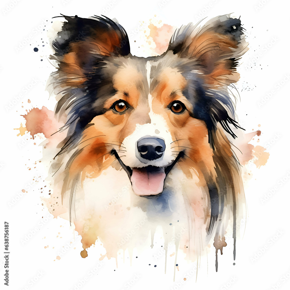 Dog illustration isolated on white background in watercolor style Dog illustration isolated on white background in watercolor style