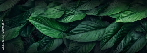 Abstract green leaf texture with nature background, tropical leaf. Generative AI