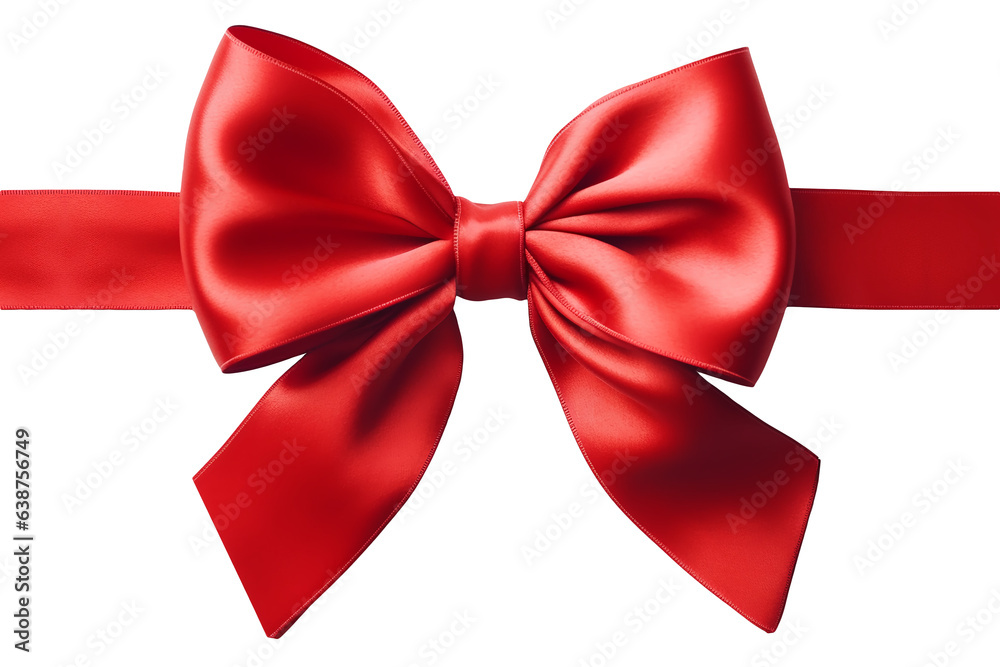 Fototapeta premium Red ribbon bow on isolated transparent Background