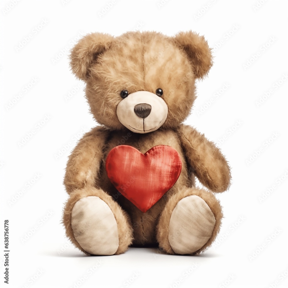 Cute teddy bear with red heart. Valentine's day concept