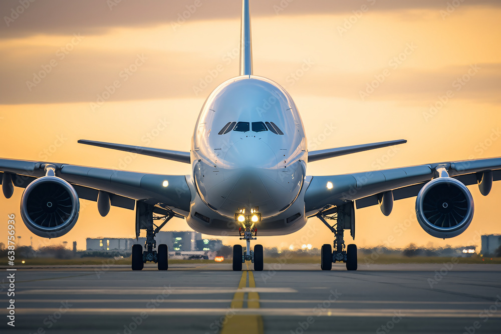 Airline Airbus, aeroplane on airport runway, airplane is flying over a runway Airline Airbus, aeroplane on airport runway, airplane is flying over a runway