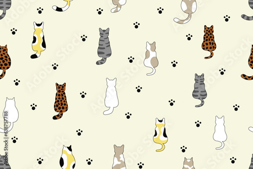 Vector illustration of a cute cat's back background.